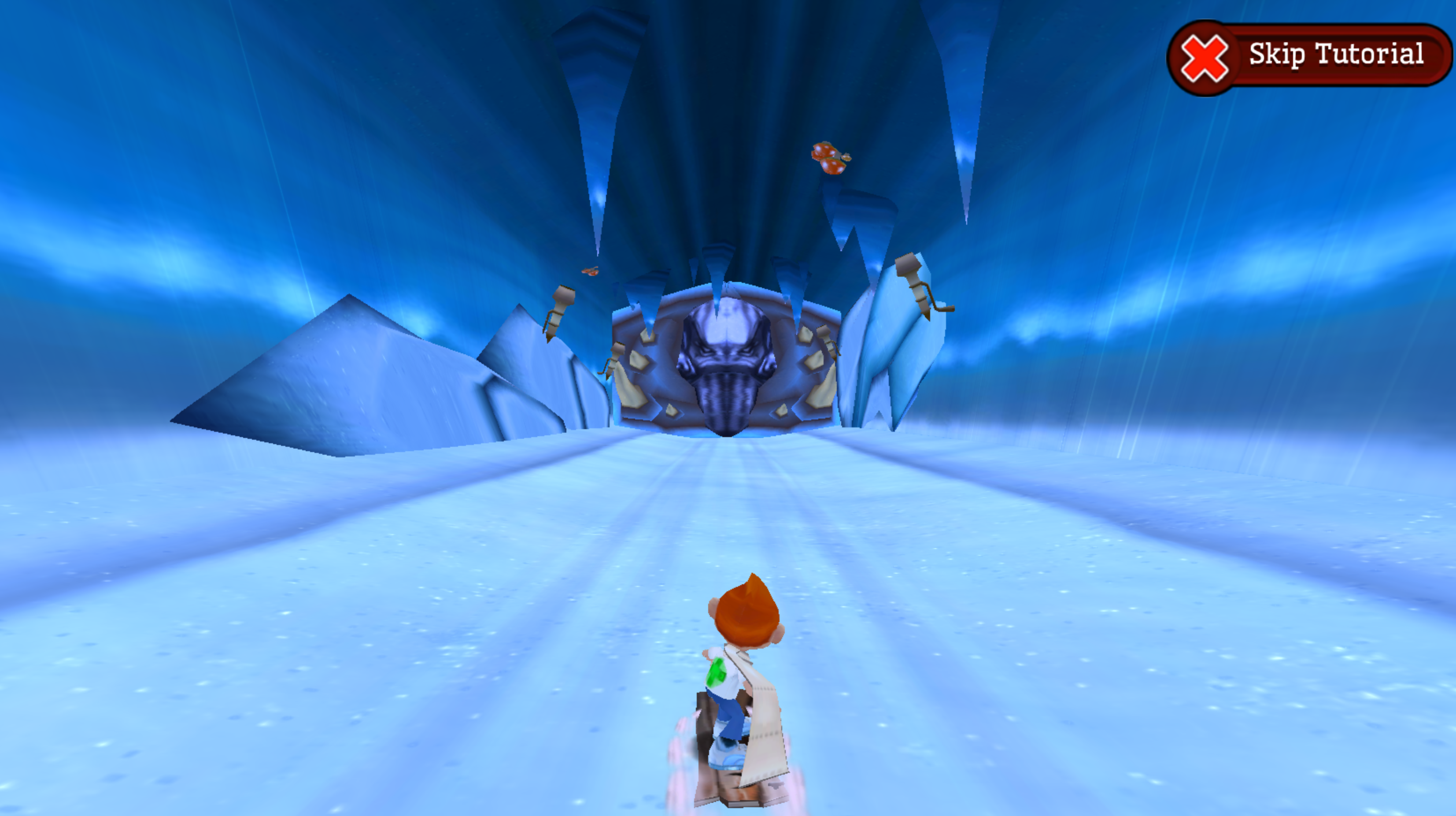 Screenshot showing Fred performing a trick in Skiing Fred.