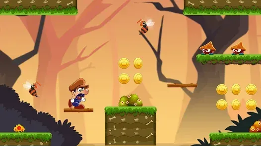 Super Bino Go screenshot showing Bino about to hit a question mark block