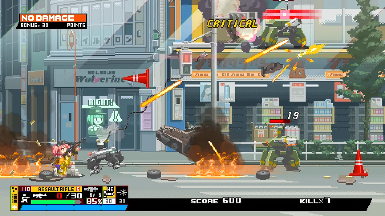 Nitro Express, a Japanese urban run-and-gun action game, launches today (5/19). Destroy rampaging drones with unlimited bullets!