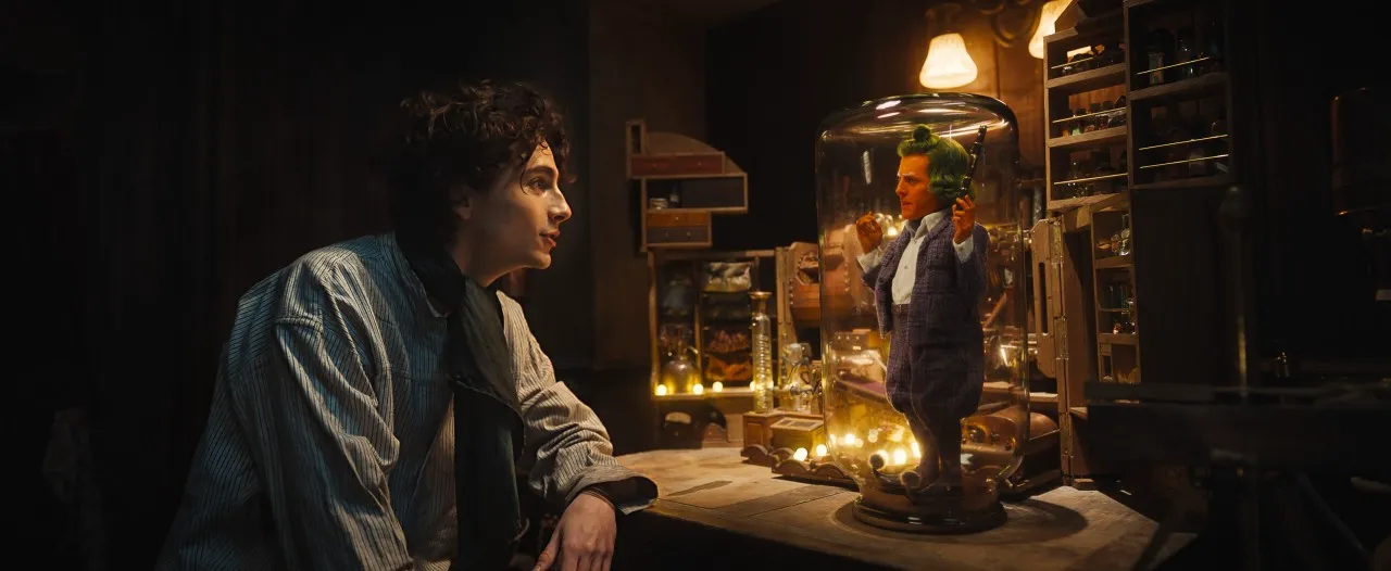 Hugh Grant as Oompa-Loompa in a still from 