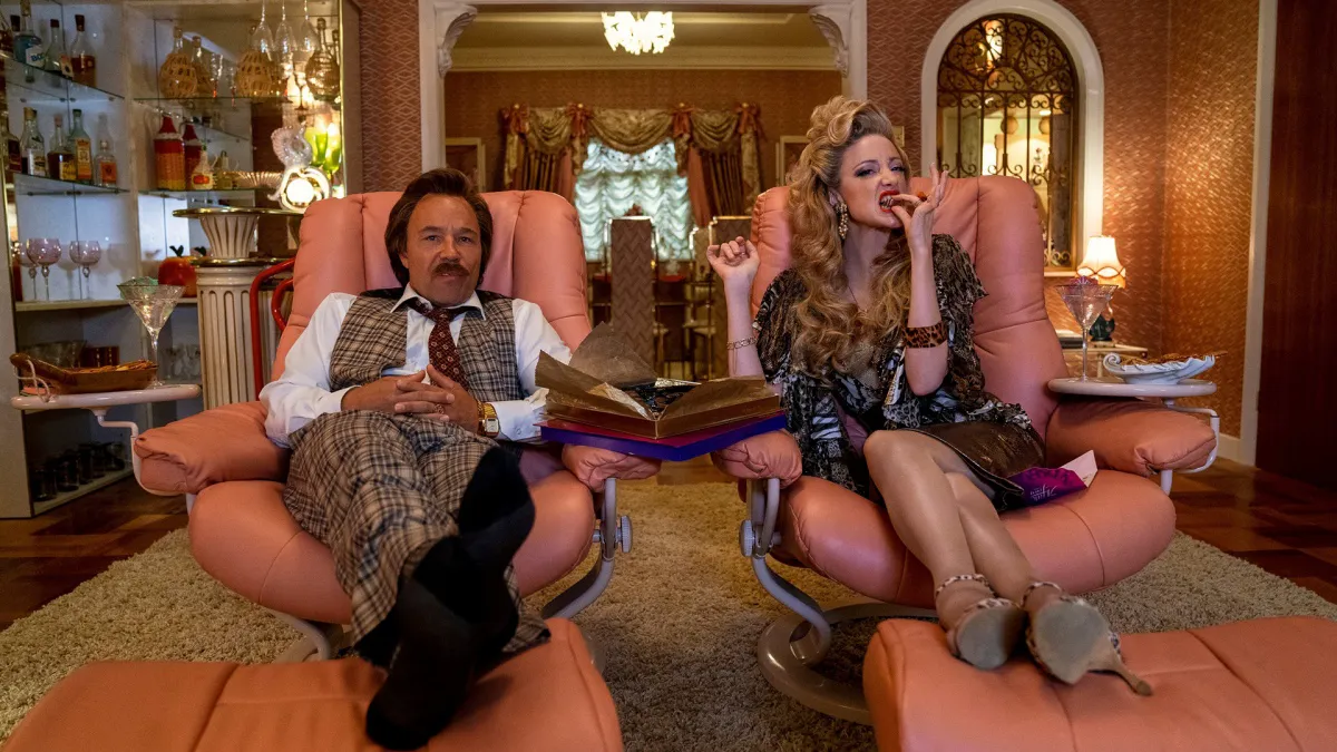 Andrea Riseborough as Mrs. Wormwood in 