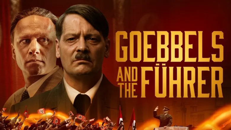 Goebbels surrounded by somber imagery