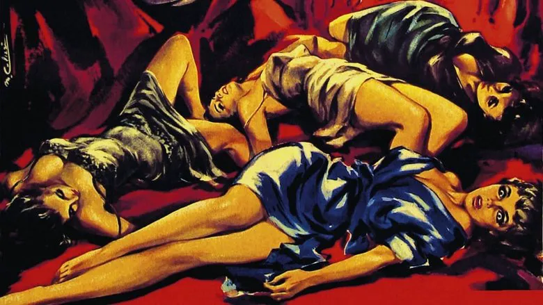 A vibrant, stylized promotional image for Dario Argento's Suspiria, showcasing its unique aesthetic.