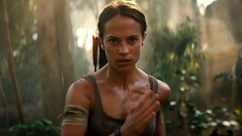 Lara solving a puzzle