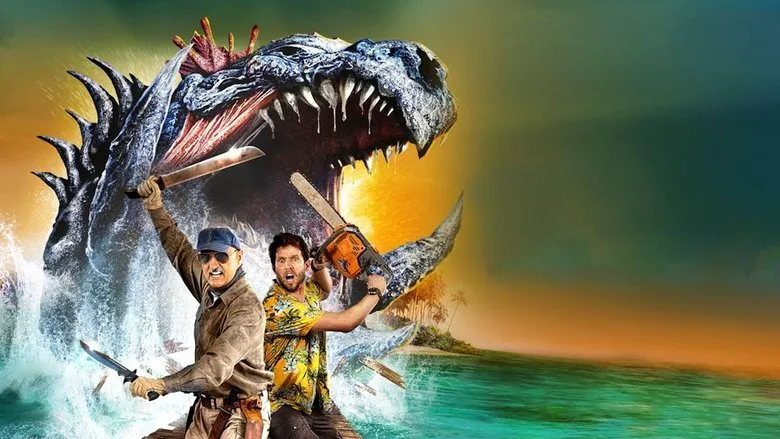 Lucas, the young protagonist of Monster Island, interacting with friendly, colorful monsters embodying the film's lighthearted tone