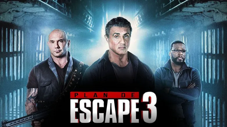 Sylvester Stallone and Arnold Schwarzenegger, two action movie titans, looking determined in a scene from the first Escape Plan film.