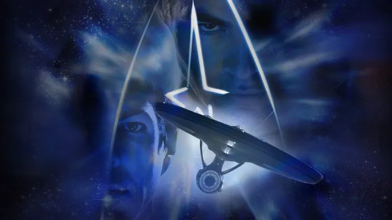 The U.S.S. Enterprise soars through space, its sleek design a beacon of Starfleet exploration and power.