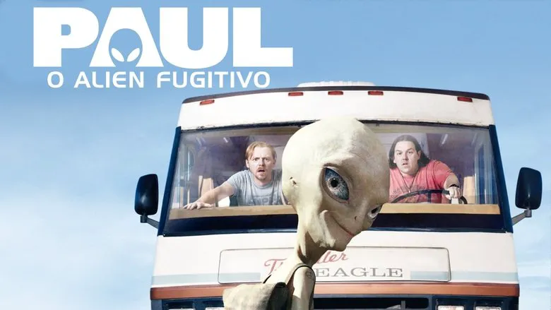 Paul, Simon Pegg, and Nick Frost laughing together.