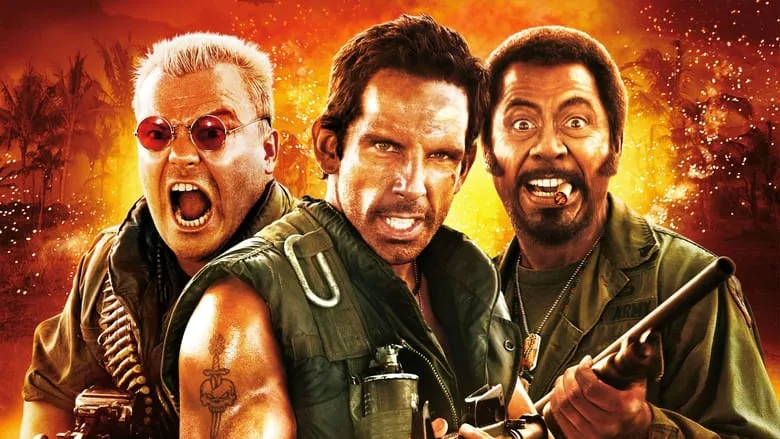 Ben Stiller as Tugg Speedman and Robert Downey Jr. as Kirk Lazarus in Tropic Thunder