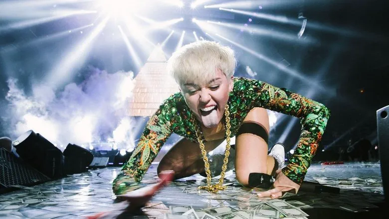 Miley Cyrus Backstage with Crew
