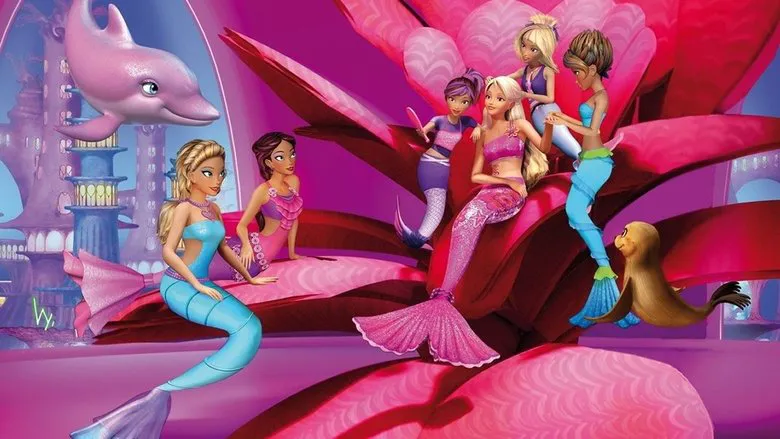 A pivotal scene from the movie where Barbie is making a crucial decision, possibly at the crossroads of her journey.