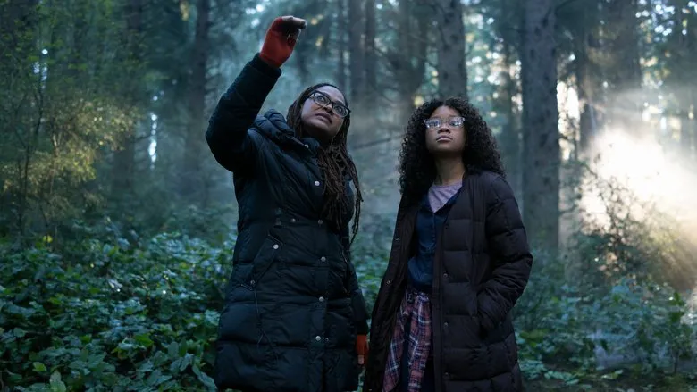 Mrs. Which (Oprah Winfrey) towering over the children, emphasizing her powerful and imposing presence in the cosmic adventure.