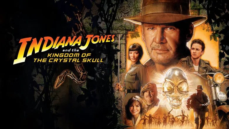 Indiana Jones peeks out from inside a lead-lined refrigerator, seemingly having survived a nuclear blast.