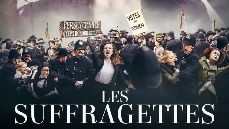 A suffragette rally with banners