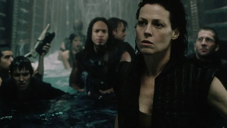 A terrifying Xenomorph looms in the foreground, signifying pervasive threat