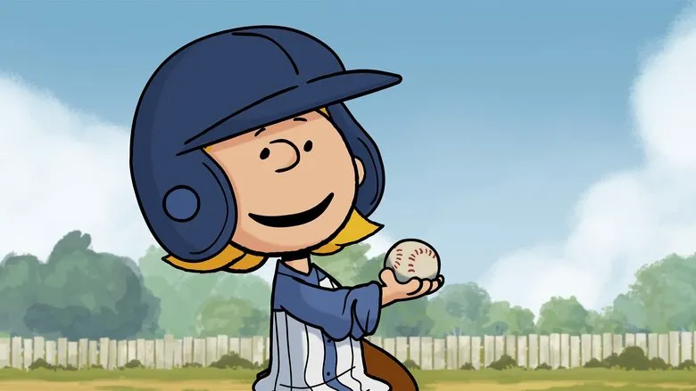 A group shot of the Peanuts characters, including Charlie Brown, Linus, Lucy, and Sally, standing together.