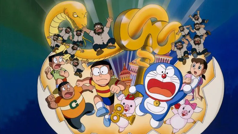 Doraemon and Nobita with a miniature city