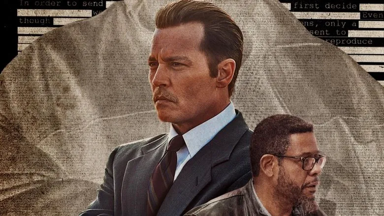 Movie still of Russell Poole looking determined