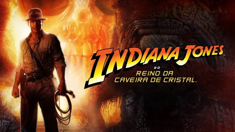 Indiana Jones inspects a mysterious, ancient wooden crate that appears to hold the Ark of the Covenant, amidst piles of other artifacts in a vast warehouse.